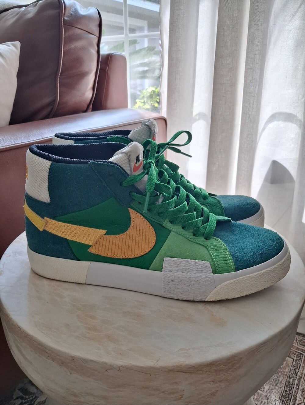 Nike Men's Size 8.5 Zoom Blazer Mosaic Green High-Top Sneakers in Green Suede